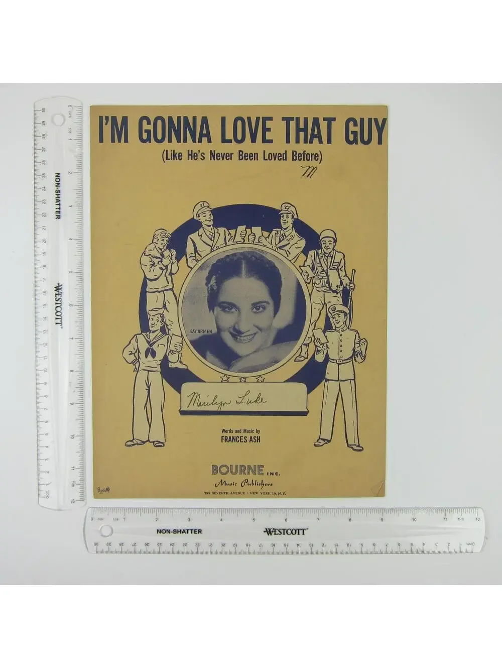 Sheet Music I'm Gonna Love That Guy Frances Ash Kay Armen Cover Vintage 1945